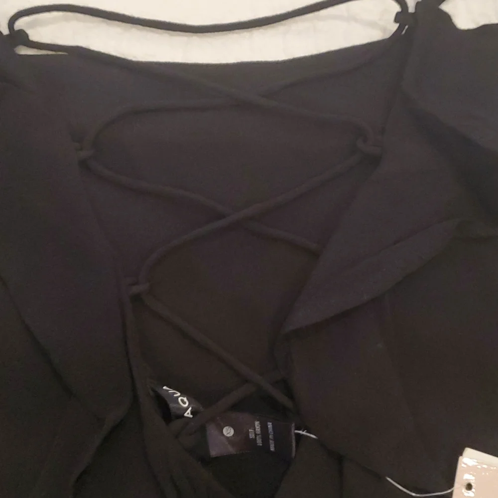 Aqua spaghetti strap laced in the back tank top - Picture 3 of 6